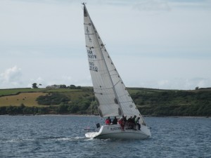 Helford to L’AberW’rach Winners Black Dog Team Gul racing in calmer conditions than the English Channel